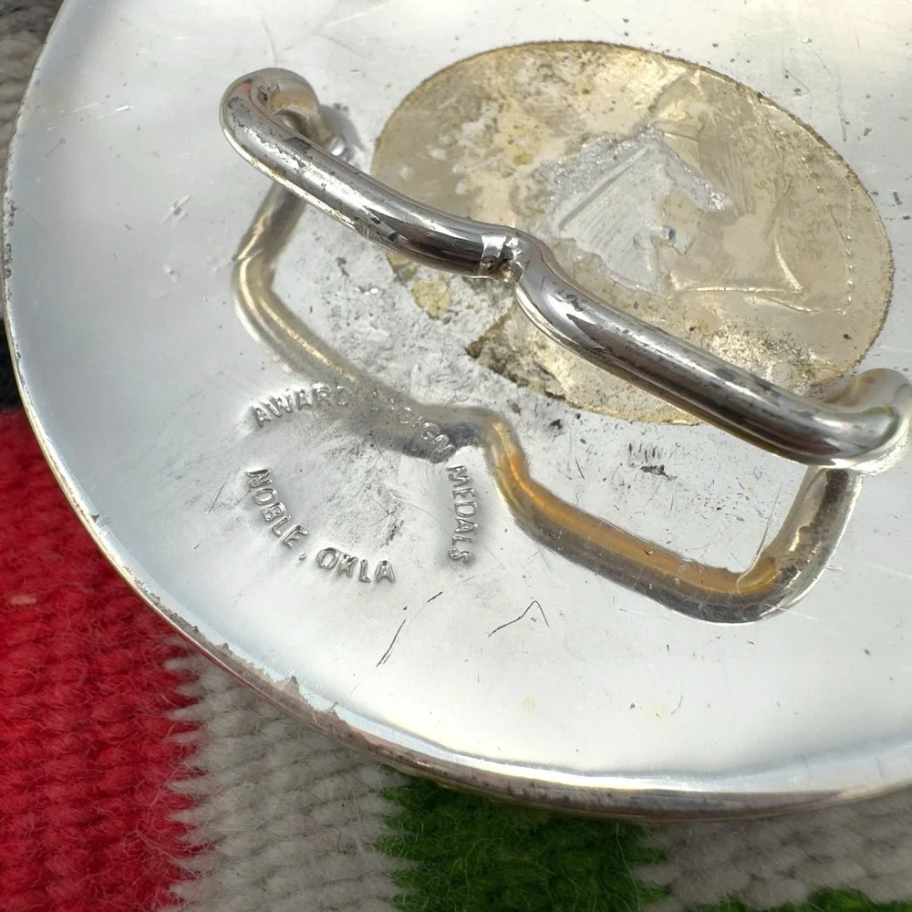 VTG Award Design Medals Oval German Silver Western Trophy Belt Buckle Inscribed